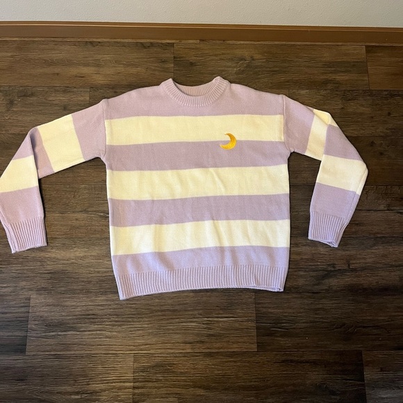 Miss Sumey Purple/White Stripe Moon Sweater - Picture 1 of 7